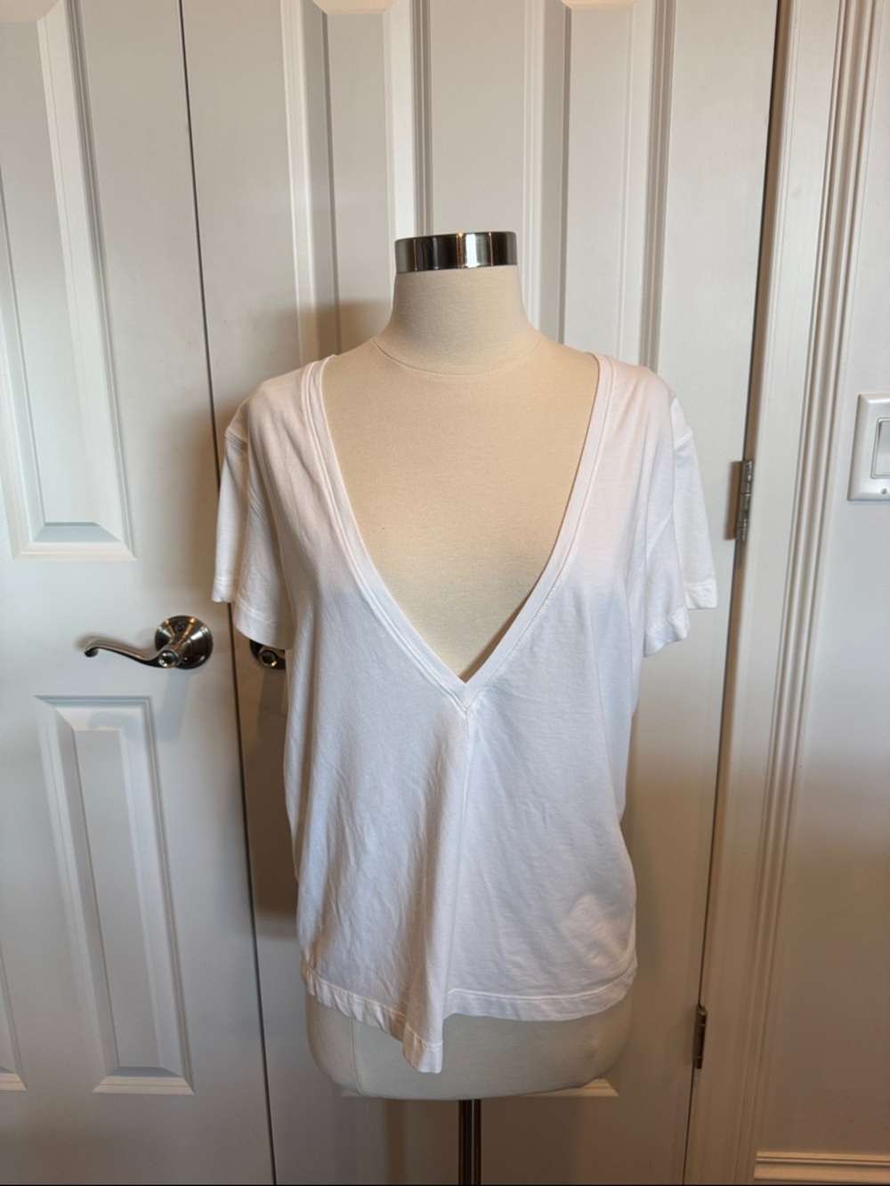 lululemon athletica White Deep V-Neck Short Sleeve Tee